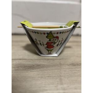 Dr. Seuss The Grinch 20oz Ramen Noodle Bowl‎ With 6in Chopsticks Christmas